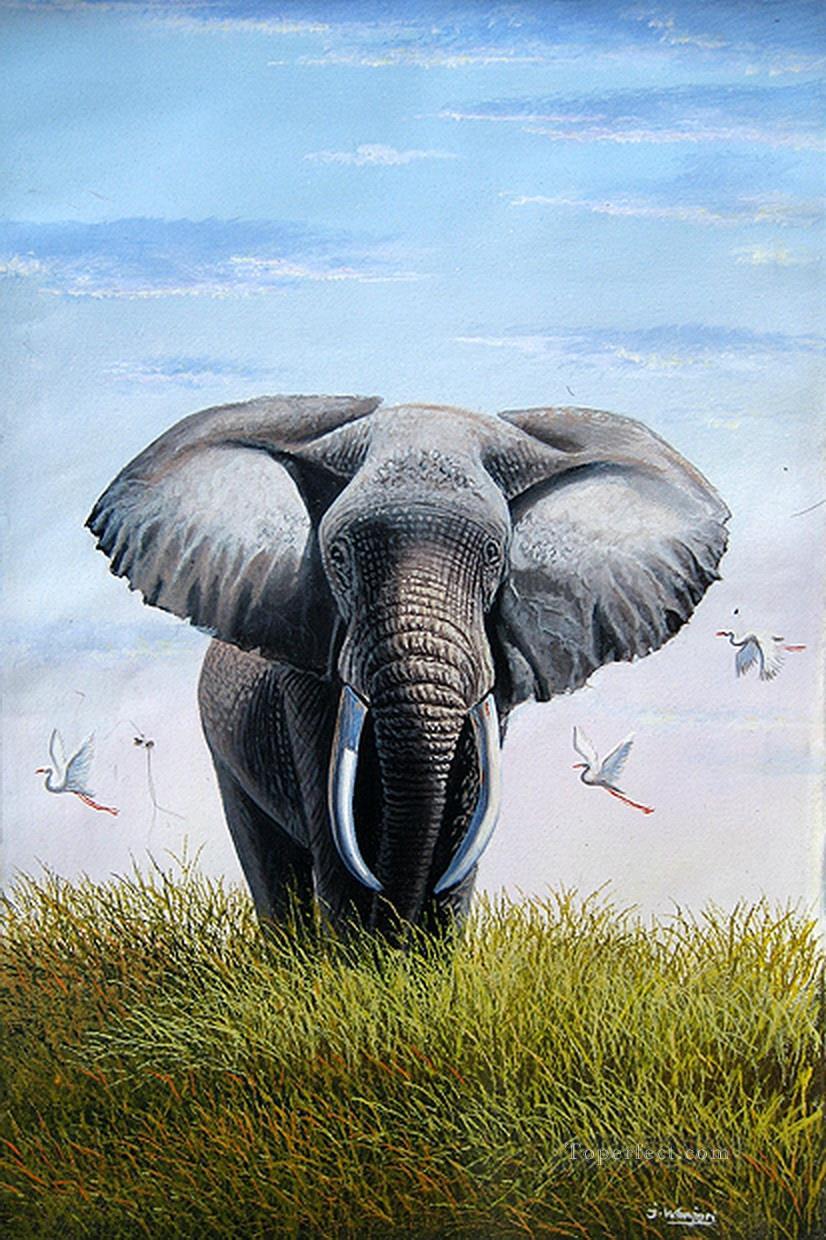 Bull Elephant from Africa Oil Paintings